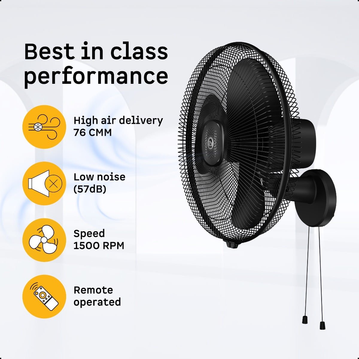 Renesa Wall Fan 400mm(16) black Atomberg - Image 2