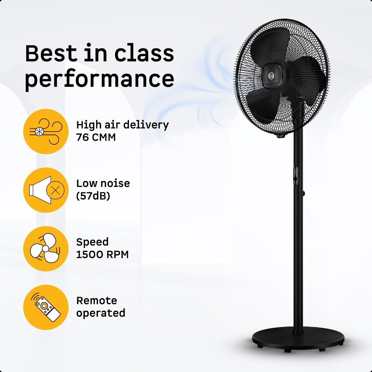 Renesa Pedestal Fan 400(16) Black Atomberg - Image 4