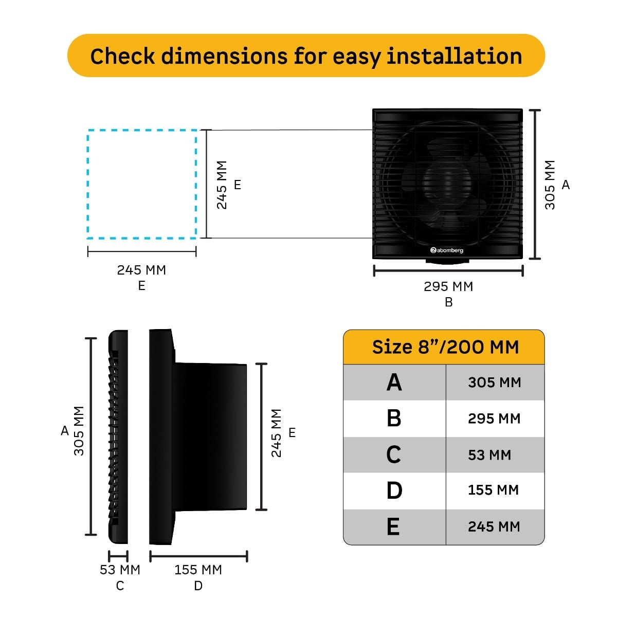 Efficio Exhaust Fan 200(8) Black Atomberg - Image 5