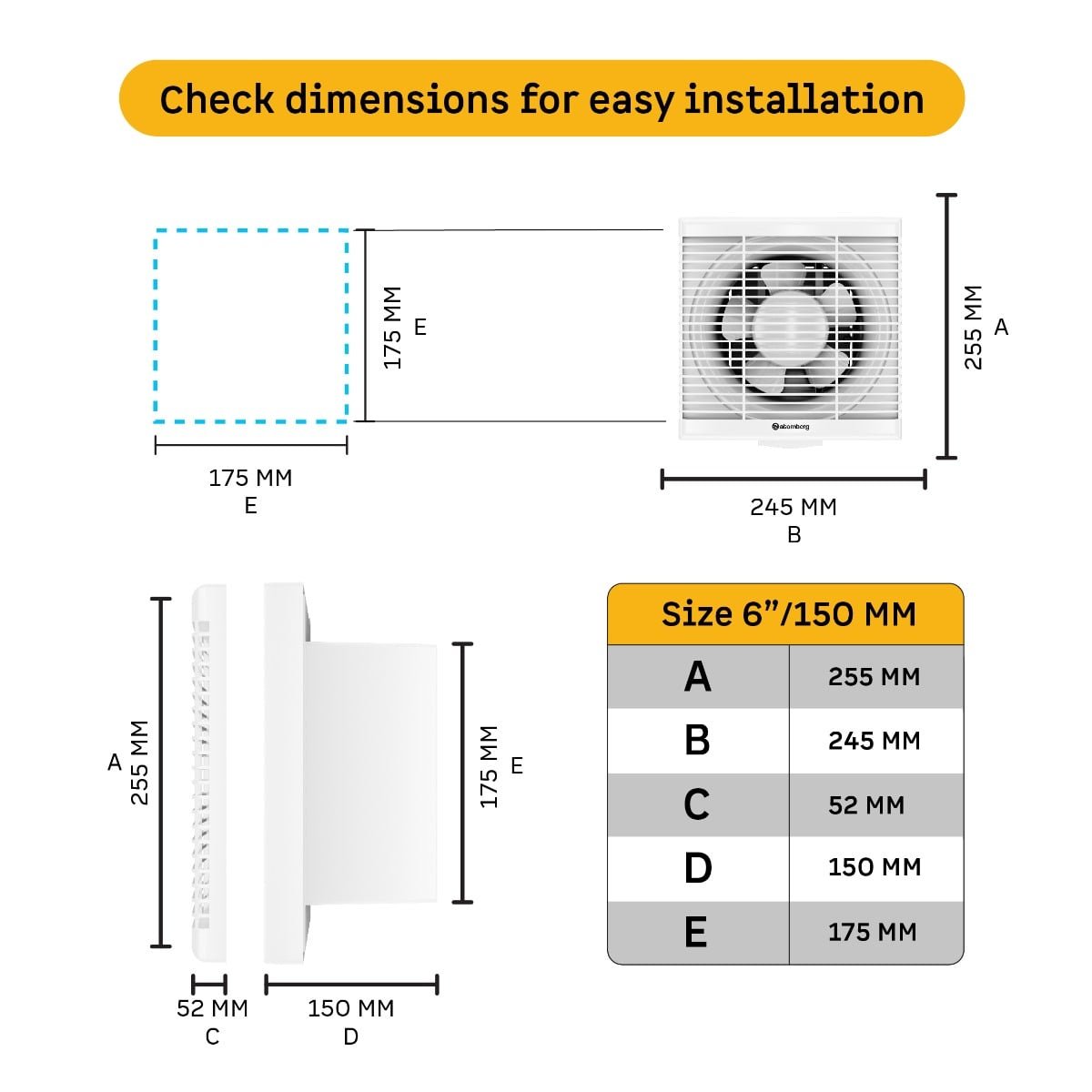 Efficio Exhaust Fan 150mm(6) White Atomberg - Image 5