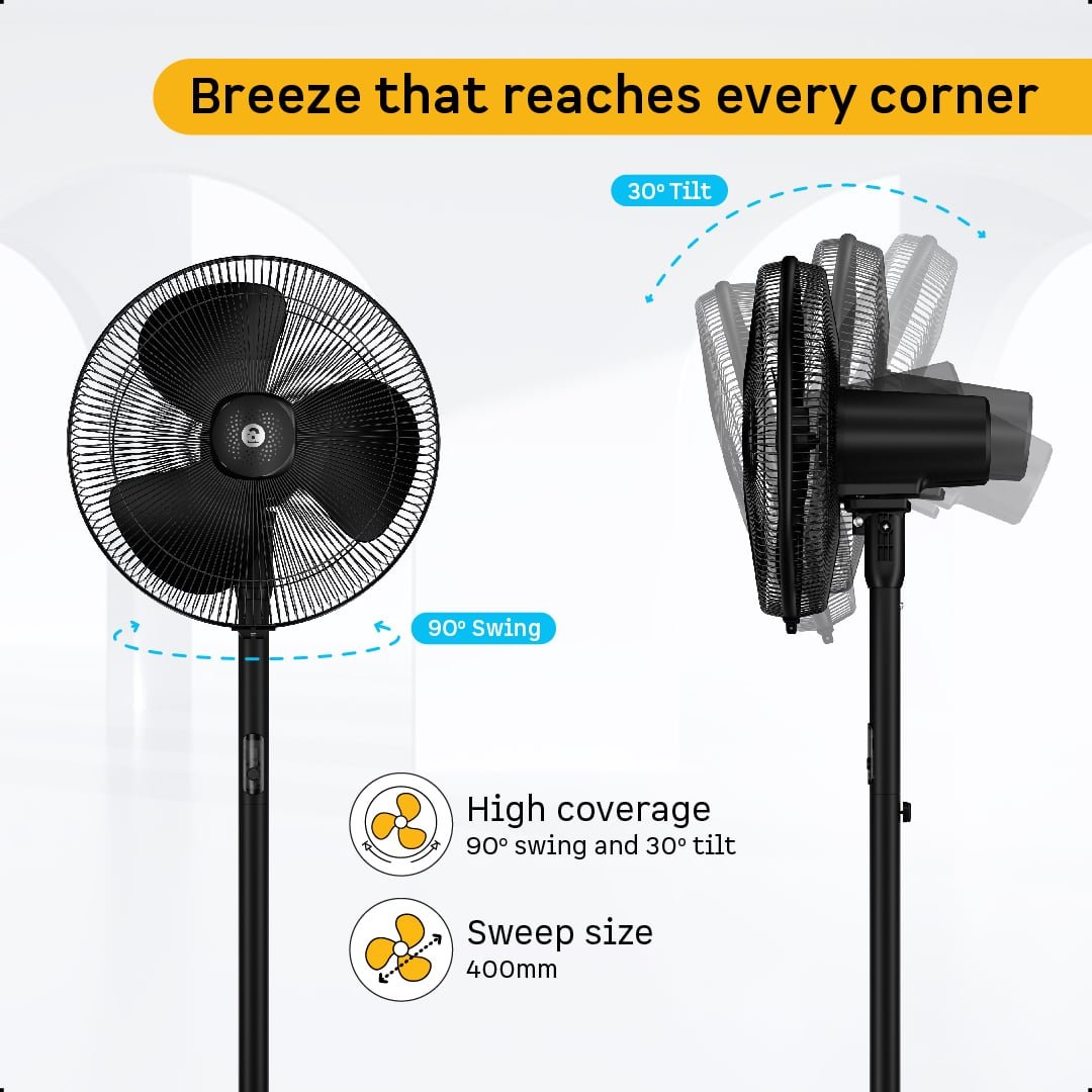 Renesa Pedestal Fan 400(16) Black Atomberg - Image 6
