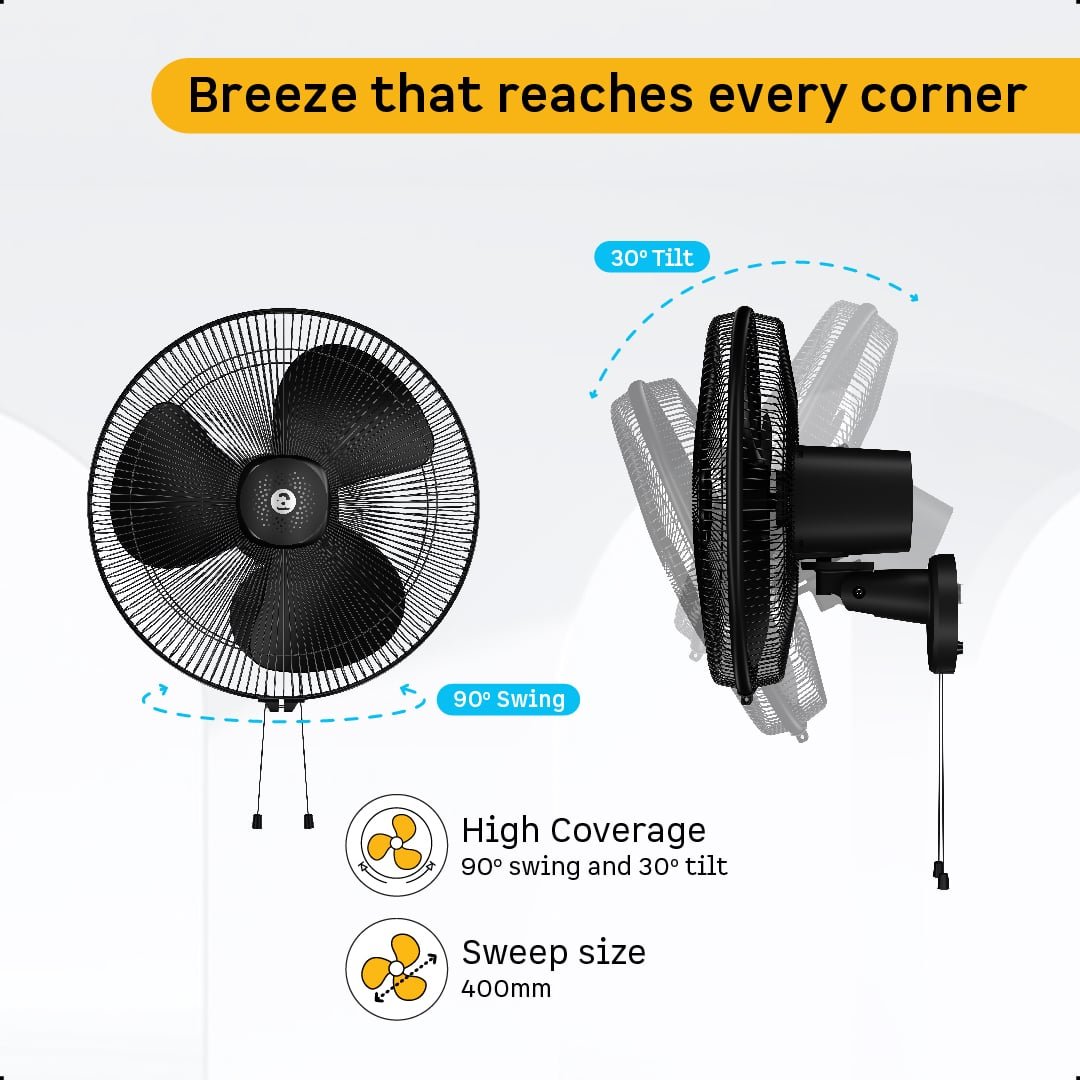 Renesa Wall Fan 400mm(16) black Atomberg - Image 6