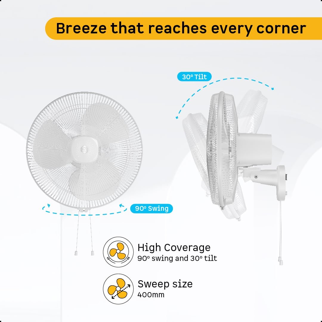 Renesa Wall Fan 400 mm(16) Snow White Atomberg - Image 6